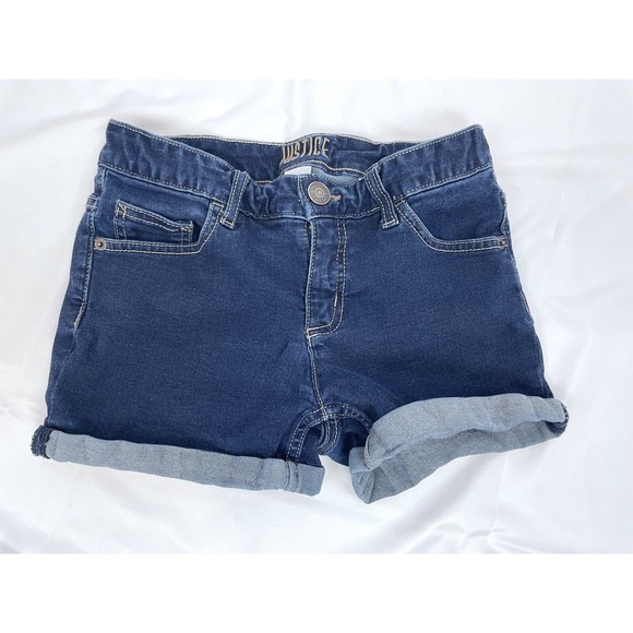 Justice Other - Justice Girl Size 14 Denim Jean Blue Shorts Cuffed Rolled Hem 3"